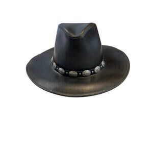 Henschel Hat Co.-"Dude" Black Leather Western Cowboy Hat
